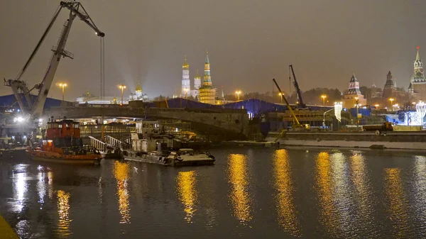 Росія Москва Нічні Зйомки Лютий Місяць — стокове фото