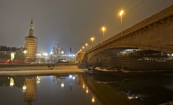 Locatie Rusland Moskou Nacht Schieten Februari Maand — Stockfoto