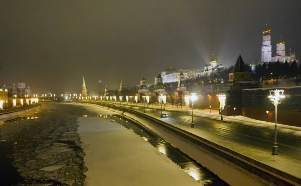 Location Russia Moscow Night Shooting February Month — Stock Photo, Image
