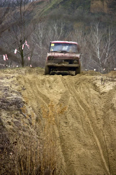 Rússia Território Krasnodar Aldeia Voronezh Competições Carros Road Zonas Húmidas — Fotografia de Stock