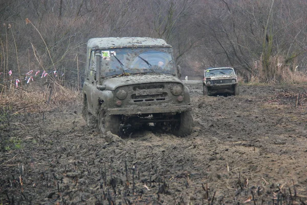 Rússia Território Krasnodar Aldeia Voronezh Competições Carros Road Zonas Húmidas — Fotografia de Stock
