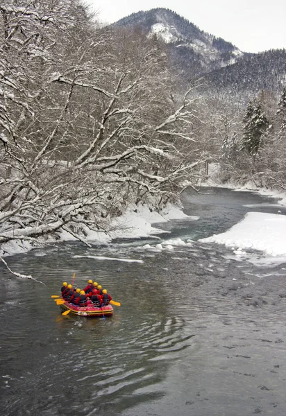 Extreme Tourism Location Republic Adygea Belaya River Winter Rafting — Stock Photo, Image