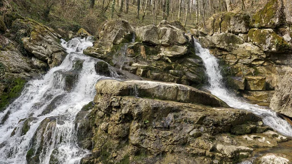 Ubicación Rusia Territorio Krasnodar Cascadas Del Río Ayuk Hermosa Naturaleza —  Fotos de Stock