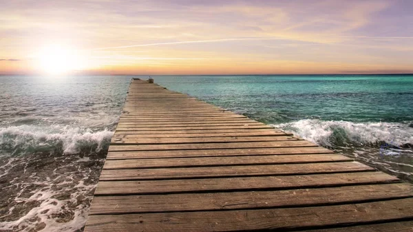 Caribe Pontão Para Horizonte — Fotografia de Stock