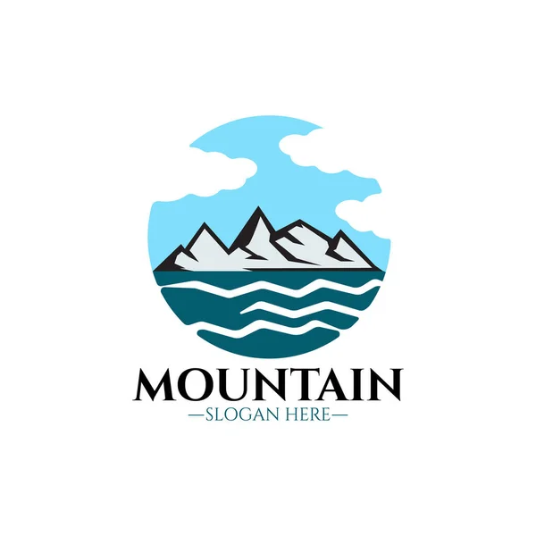 Mountains logo illustration, outdoor adventure. Illustration Peak, hill or expedition logo