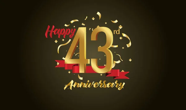 Anniversary Celebration Background 43Rd Number Gold Words Golden Anniversary Celebration — 스톡 벡터
