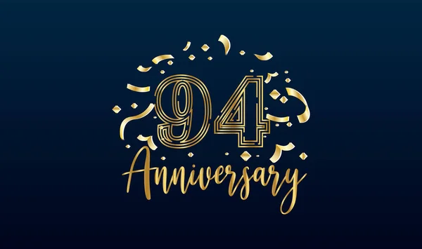 Aniversário Celebração Fundo Com 94O Número Ouro Com Celebração Aniversário —  Vetores de Stock