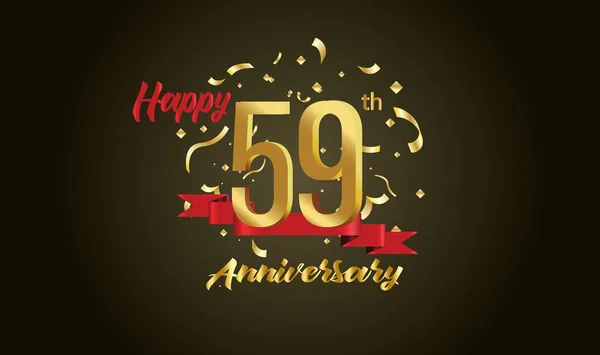 Aniversário Celebração Fundo Com 59O Número Ouro Com Palavras Celebração — Vetor de Stock