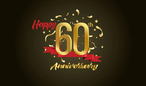 Aniversário Celebração Fundo Com 60O Número Ouro Com Palavras Celebração — Vetor de Stock