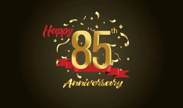 Aniversário Celebração Fundo Com 85O Número Ouro Com Palavras Celebração — Vetor de Stock