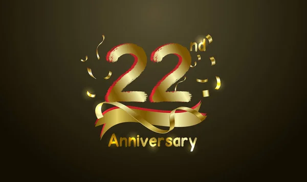 Anniversary Celebration Background 22Nd Number Gold Words Golden Anniversary Celebration — Stock Vector