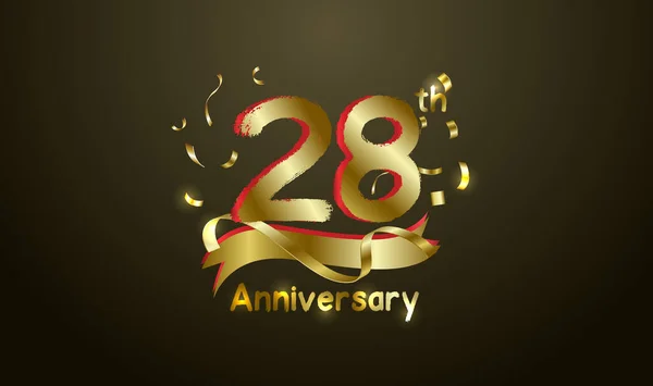 周年纪念活动的背景 标有第28个数字的黄金和庆祝金婚的字样 — 图库矢量图片
