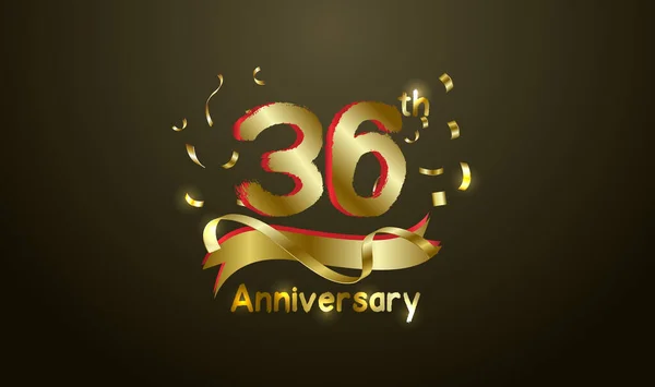 Anniversary Celebration Background 36Th Number Gold Words Golden Anniversary Celebration — Stock Vector