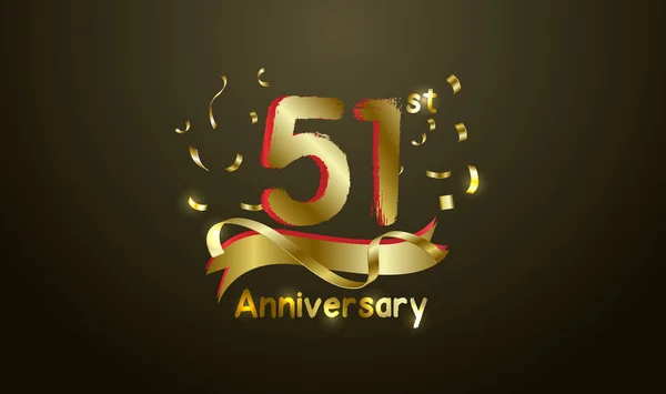 Anniversary Celebration Background 51St Number Gold Words Golden Anniversary Celebration — 스톡 벡터