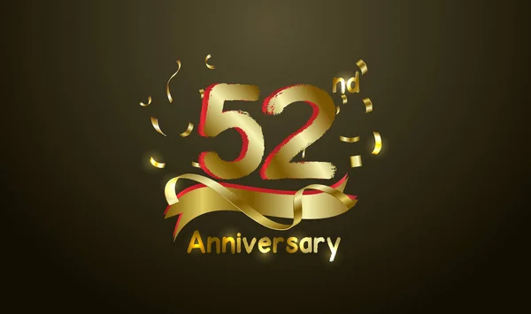 Anniversary Celebration Background 52Nd Number Gold Words Golden Anniversary Celebration — 스톡 벡터