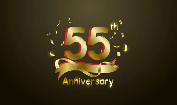 Anniversario Sfondo Celebrazione Con 55Esimo Numero Oro Con Parole Celebrazione — Vettoriale Stock