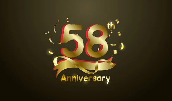 Anniversario Sfondo Celebrazione Con 58Esimo Numero Oro Con Parole Celebrazione — Vettoriale Stock