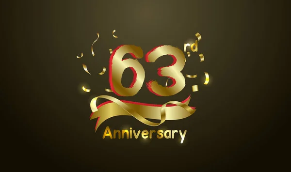 Anniversary Celebration Background 63Rd Number Gold Words Golden Anniversary Celebration — 스톡 벡터