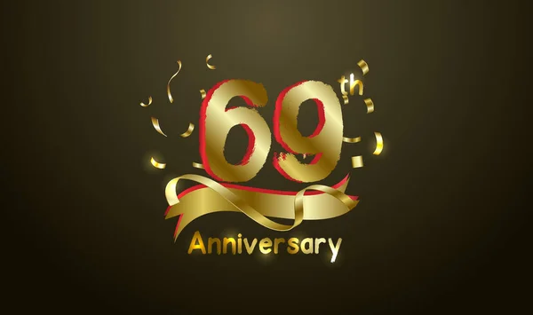 Anniversario Sfondo Celebrazione Con 69Esimo Numero Oro Con Parole Celebrazione — Vettoriale Stock