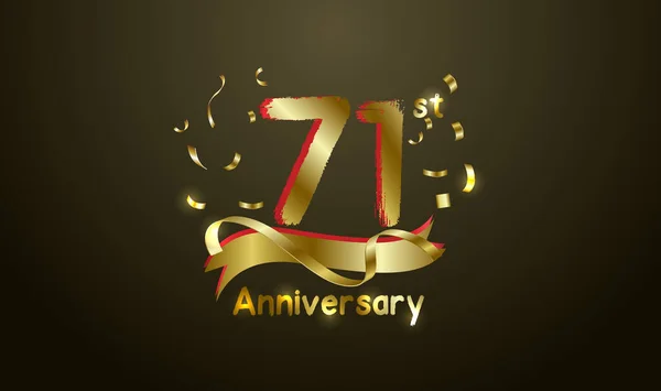 Anniversary Celebration Background 71St Number Gold Words Golden Anniversary Celebration — Stock Vector