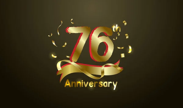 Aniversário Celebração Fundo Com 76O Número Ouro Com Palavras Celebração —  Vetores de Stock