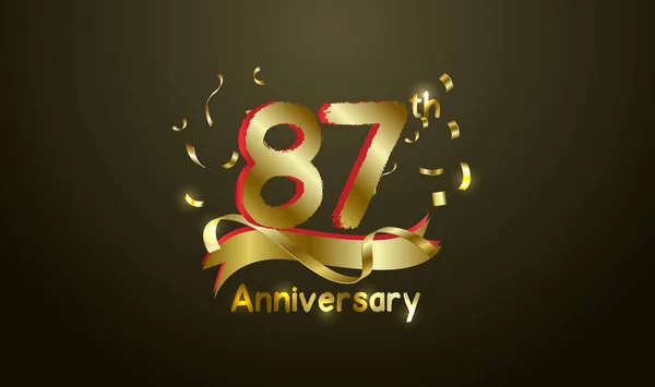 Aniversário Celebração Fundo Com 87O Número Ouro Com Palavras Celebração —  Vetores de Stock