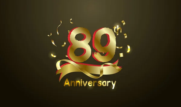 Anniversary Celebration Background 89Th Number Gold Words Golden Anniversary Celebration — Stock Vector