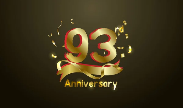 Anniversary Celebration Background 93Rd Number Gold Words Golden Anniversary Celebration — 스톡 벡터