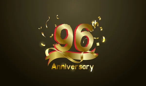 Aniversário Celebração Fundo Com 96O Número Ouro Com Palavras Celebração —  Vetores de Stock
