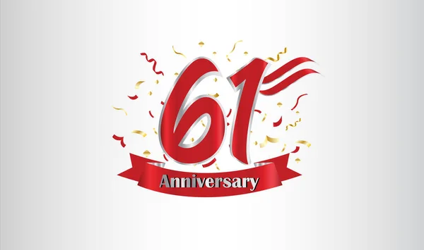Anniversary Celebration Background 61St Number Gold Words Golden Anniversary Celebration — Stock Vector