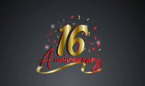 Aniversário Celebração Fundo Com 16O Número Ouro Com Palavras Celebração Vetores De Bancos De Imagens