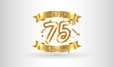 Anniversary celebration background. with the 75th number in gold and with the words golden anniversary celebration. clipart