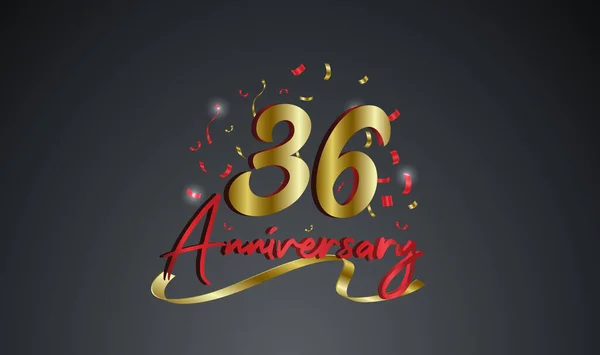 Aniversário Celebração Fundo Com 36O Número Ouro Com Palavras Celebração —  Vetores de Stock