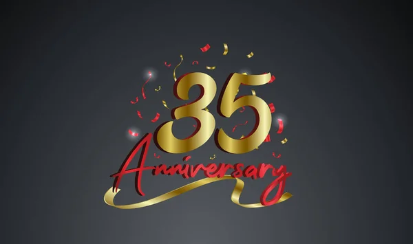 Aniversário Celebração Fundo Com 35O Número Ouro Com Palavras Celebração —  Vetores de Stock