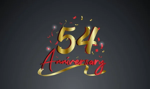 Aniversário Celebração Fundo Com 54O Número Ouro Com Palavras Celebração —  Vetores de Stock