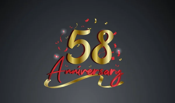 周年纪念活动的背景 用黄金标上第58个数字 并写上庆祝金婚的字样 — 图库矢量图片