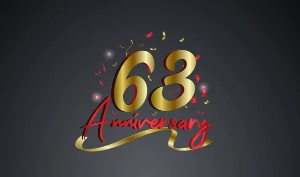 周年纪念活动的背景 用黄金标上第63个数字 并写上庆祝金婚的字样 — 图库矢量图片
