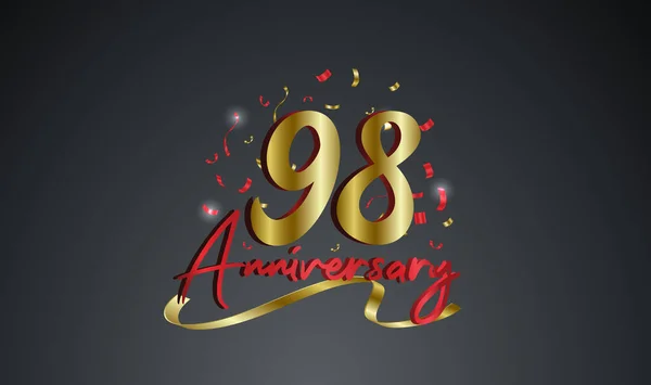 Anniversario Sfondo Celebrazione Con 98Esimo Numero Oro Con Parole Celebrazione — Vettoriale Stock