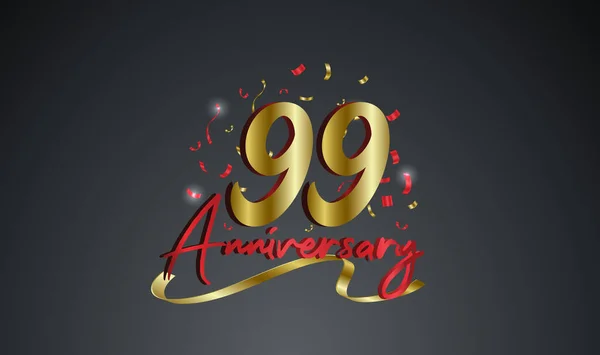 Anniversario Sfondo Celebrazione Con 99Esimo Numero Oro Con Parole Celebrazione — Vettoriale Stock