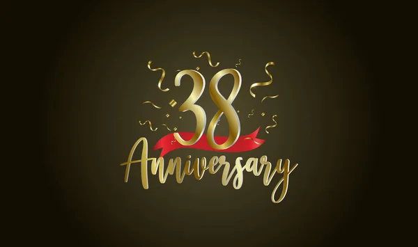 Aniversário Celebração Fundo Com 38O Número Ouro Com Palavras Celebração —  Vetores de Stock