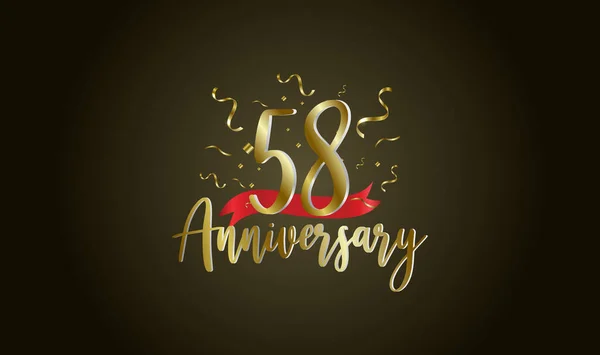 Aniversário Celebração Fundo Com 58O Número Ouro Com Palavras Celebração — Vetor de Stock