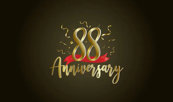 Aniversário Celebração Fundo Com 88O Número Ouro Com Palavras Celebração — Vetor de Stock