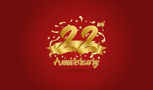 Aniversário Celebração Fundo Com 22O Número Ouro Com Celebração Aniversário — Vetor de Stock