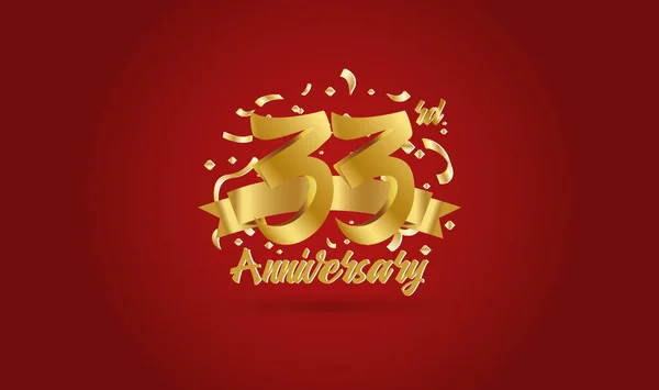 お祝いの背景 黄金の記念日のお祝いの言葉で33番目の数字で — ストックベクタ