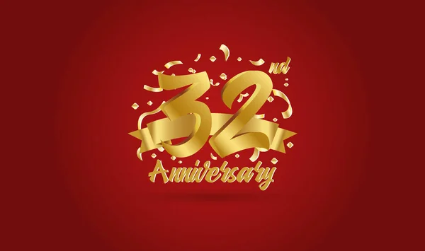 Aniversário Celebração Fundo Com 32O Número Ouro Com Palavras Celebração —  Vetores de Stock