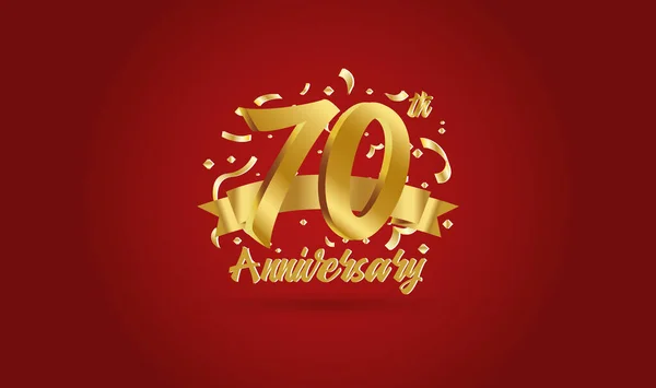 Aniversário Celebração Fundo Com 70O Número Ouro Com Palavras Celebração — Vetor de Stock