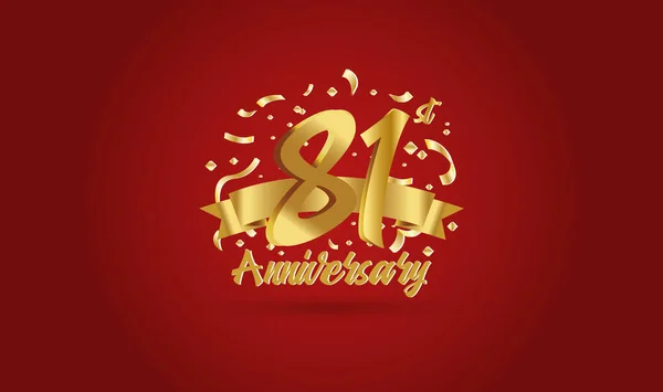 Anniversary Celebration Background 81St Number Gold Words Golden Anniversary Celebration — Stock Vector