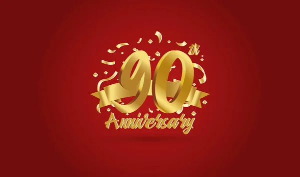 Jubileum Viering Achtergrond Met Het 90Ste Nummer Goud Met Woorden — Stockvector