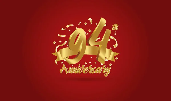 Aniversário Celebração Fundo Com 94O Número Ouro Com Celebração Aniversário — Vetor de Stock