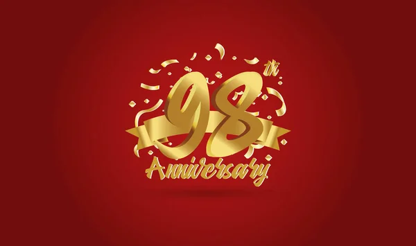 Anniversary Celebration Background 98Th Number Gold Words Golden Anniversary Celebration — 스톡 벡터